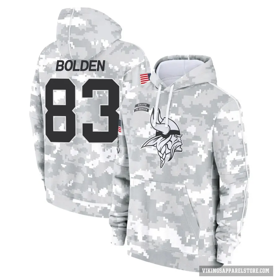 Men's ＃83 Silas Bolden Minnesota Vikings Arctic Camo 2024 Salute to Service Club Fleece Pullover Hoodie