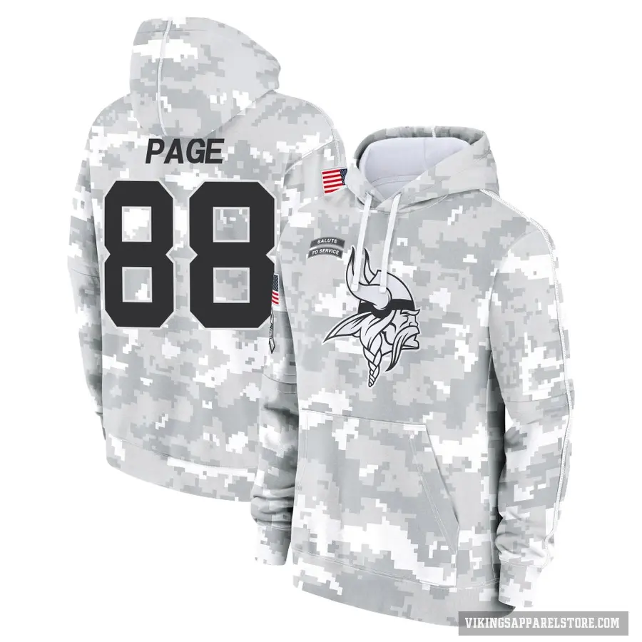 Men's ＃88 Alan Page Minnesota Vikings Arctic Camo 2024 Salute to Service Club Fleece Pullover Hoodie