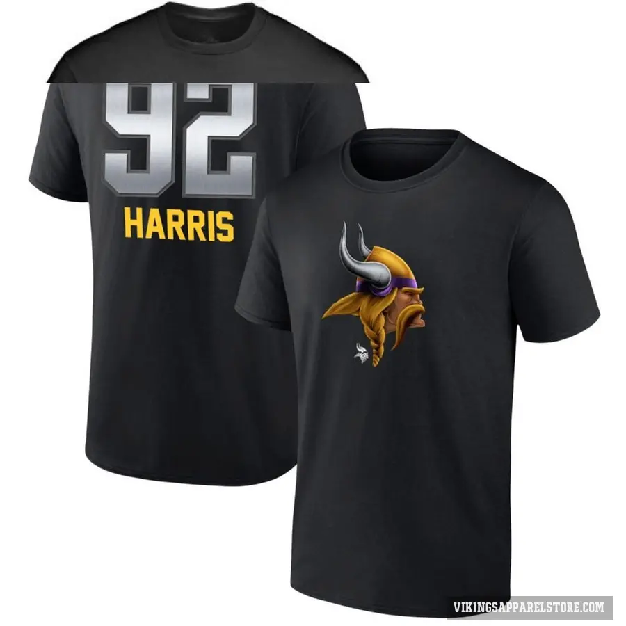Men's ＃92 Jonathan Harris Minnesota Vikings Black Midnight Mascot T-Shirt
