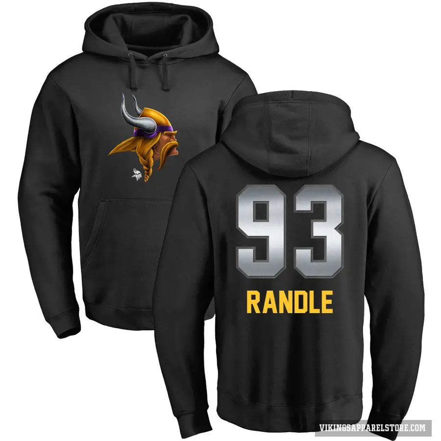 Men's ＃93 John Randle Minnesota Vikings Black Midnight Mascot Pullover Hoodie