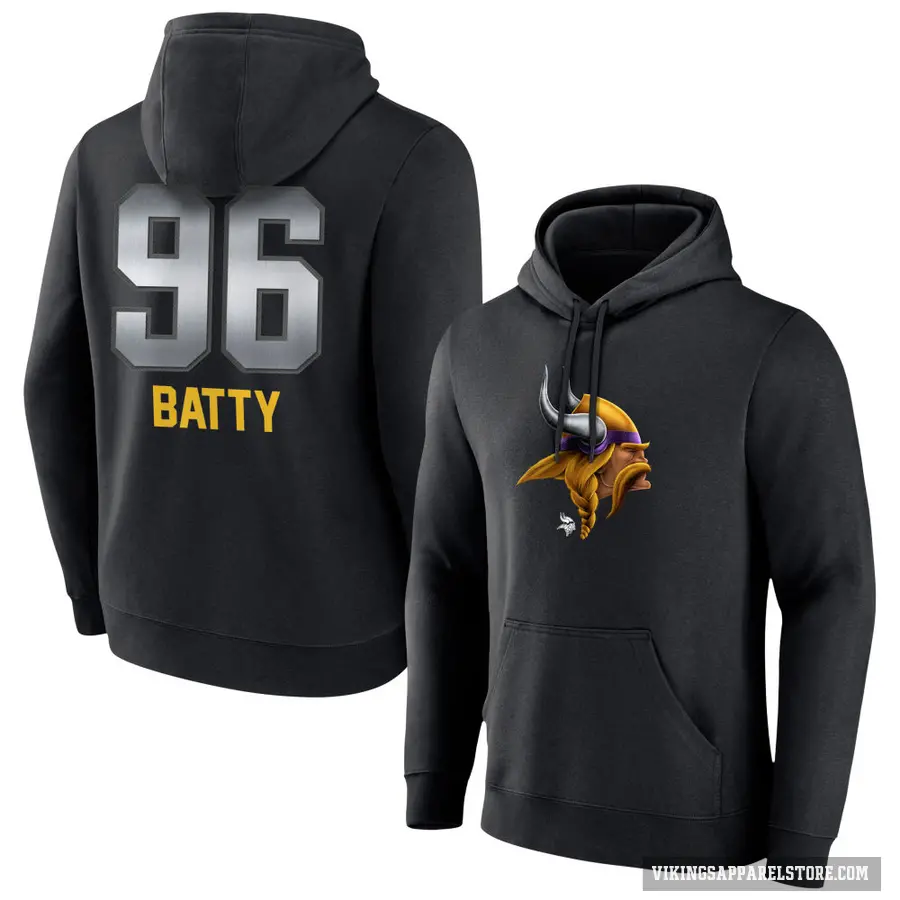 Men's ＃96 Tyler Batty Minnesota Vikings Black Midnight Mascot Pullover Hoodie