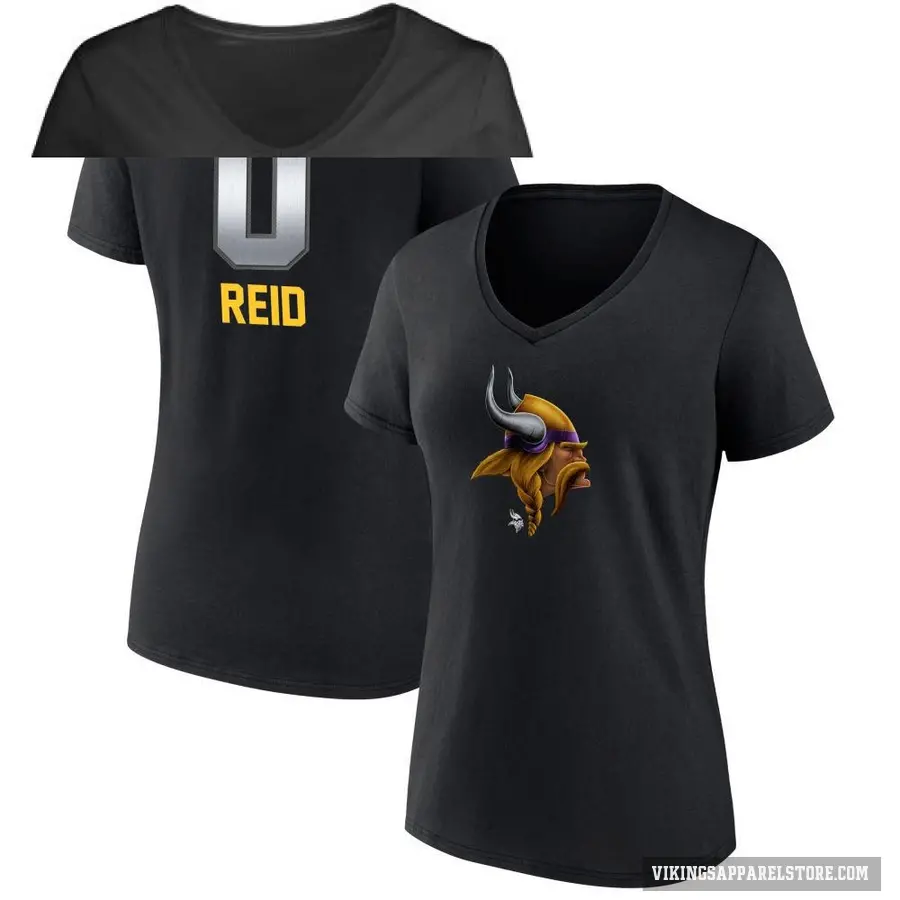 Women's ＃0 Trevor Reid Minnesota Vikings Black Midnight Mascot T-Shirt