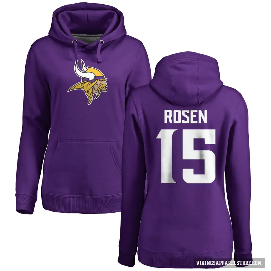 Women's ＃15 Josh Rosen Minnesota Vikings Purple Pro Line Logo Pullover Hoodie