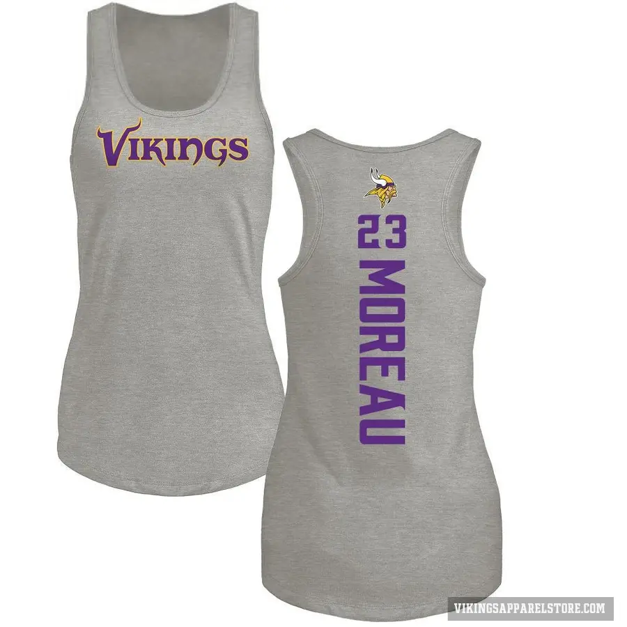 Women's ＃23 Fabian Moreau Minnesota Vikings Ash Backer Tank Top