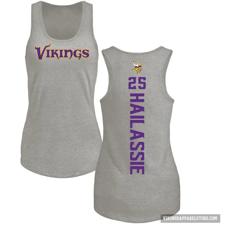 Women's ＃25 Kahlef Hailassie Minnesota Vikings Ash Backer Tank Top