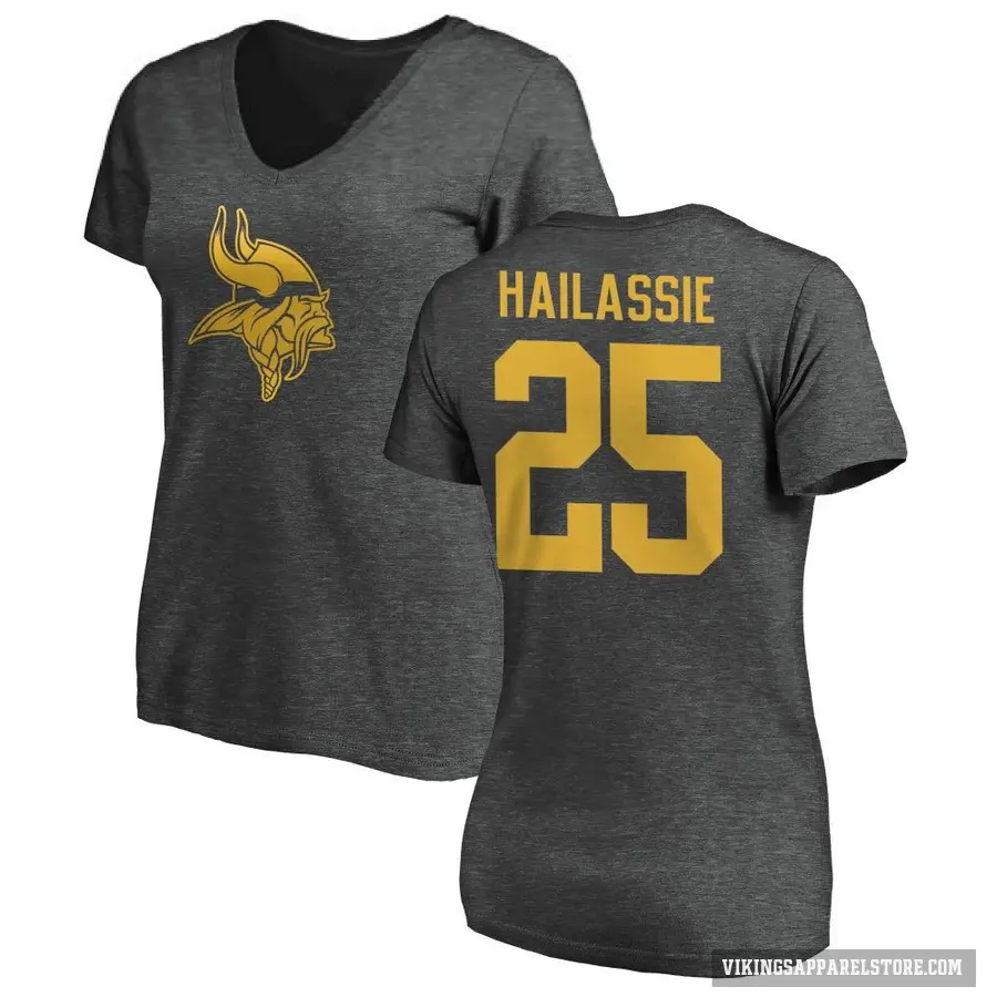 Women's ＃25 Kahlef Hailassie Minnesota Vikings Ash One Color T-Shirt