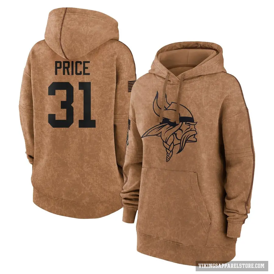 Women's ＃31 Myles Price Minnesota Vikings Brown 2023 Salute To Service Pullover Hoodie