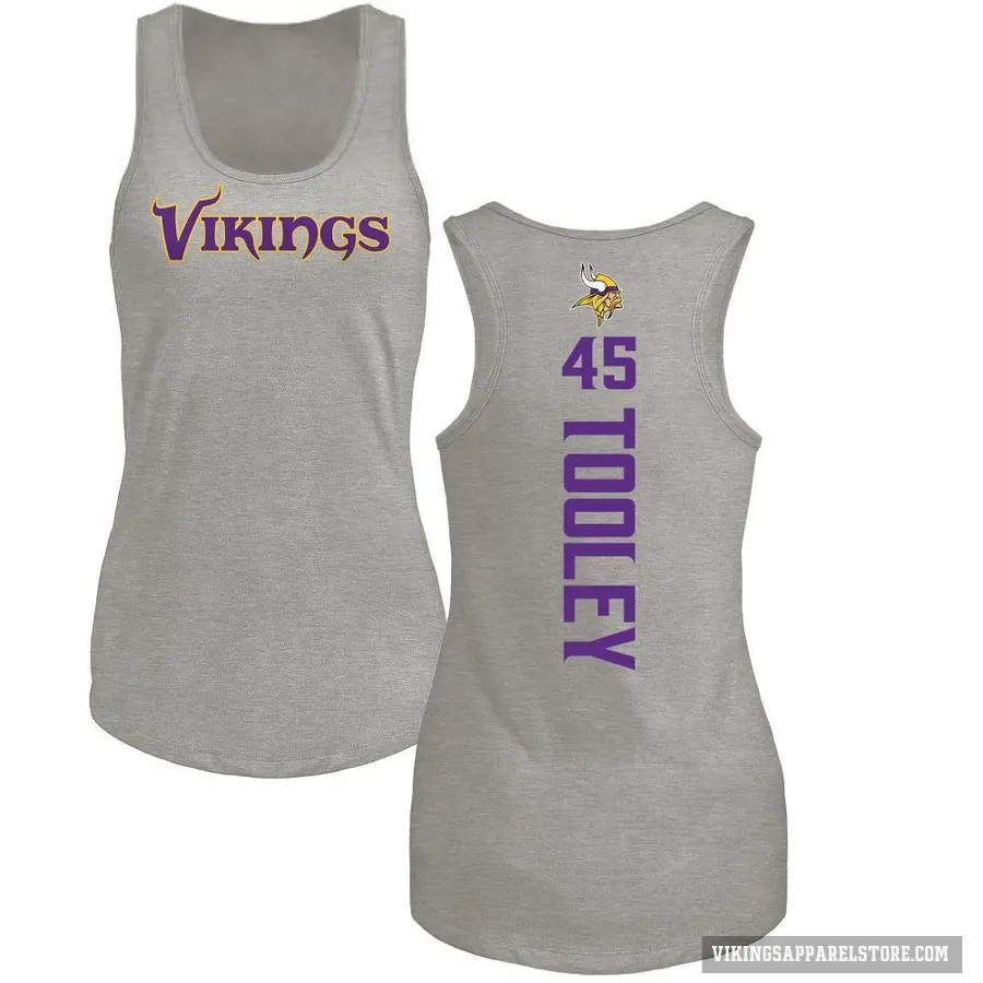 Women's ＃45 Max Tooley Minnesota Vikings Ash Backer Tank Top