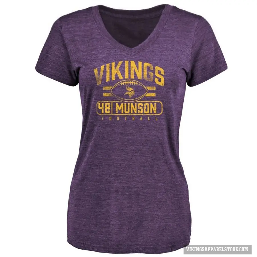 Women's ＃48 Calvin Munson Minnesota Vikings Purple Flanker T-Shirt
