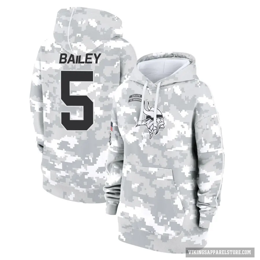 Women's ＃5 Dan Bailey Minnesota Vikings Arctic Camo 2024 Salute to Service Club Fleece Pullover Hoodie