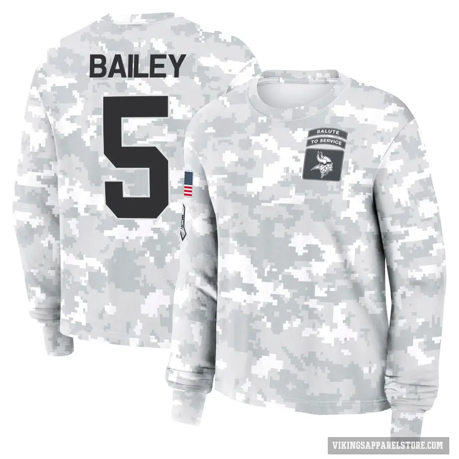 Women's ＃5 Dan Bailey Minnesota Vikings Camo Arctic 2024 Salute to Service Long Sleeve T-Shirt