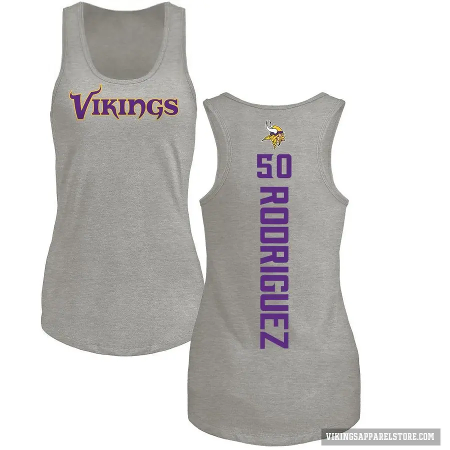 Women's ＃50 Levi Drake Rodriguez Minnesota Vikings Ash Backer Tank Top