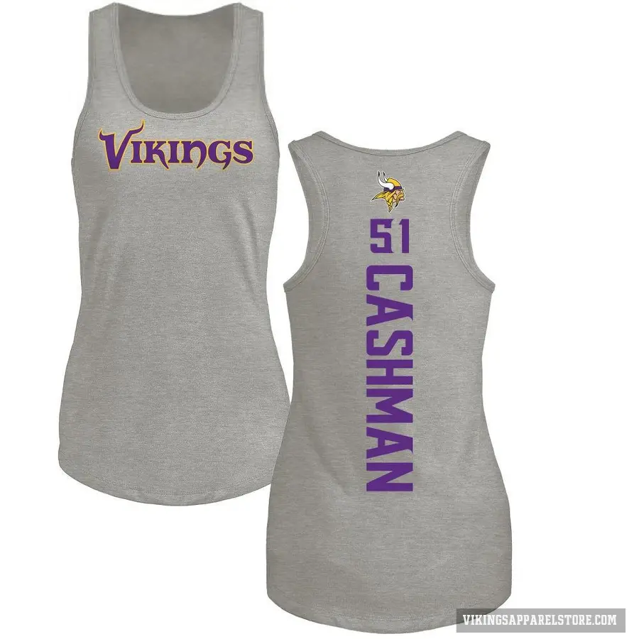 Women's ＃51 Blake Cashman Minnesota Vikings Ash Backer Tank Top
