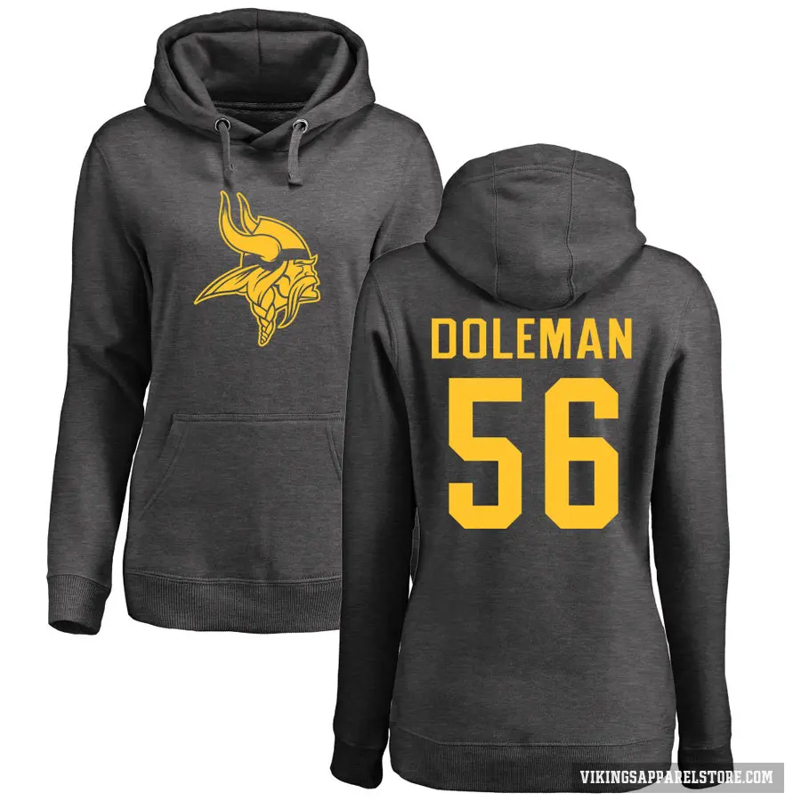 Women's ＃56 Chris Doleman Minnesota Vikings Pro Line by Branded Ash One Color Pullover Hoodie