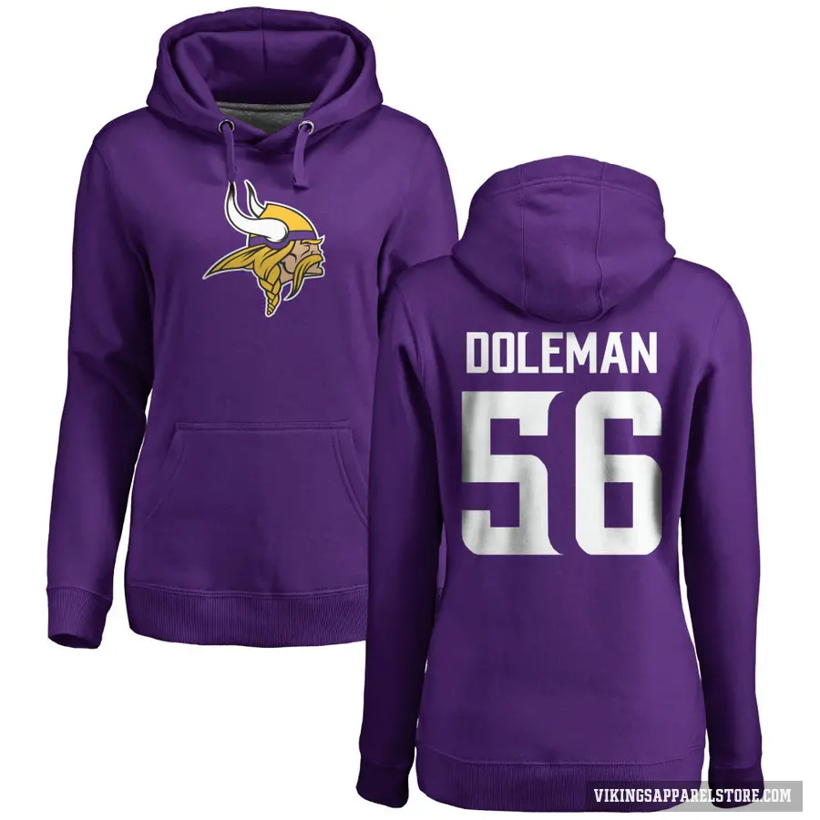 Women's ＃56 Chris Doleman Minnesota Vikings Purple Pro Line Logo Pullover Hoodie