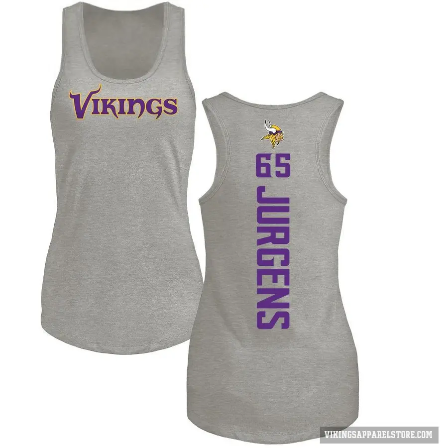 Women's ＃65 Michael Jurgens Minnesota Vikings Ash Backer Tank Top