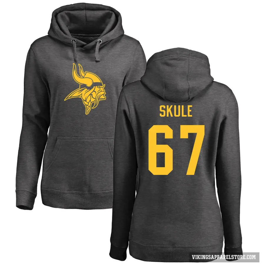 Women's ＃67 Justin Skule Minnesota Vikings Pro Line by Branded Ash One Color Pullover Hoodie