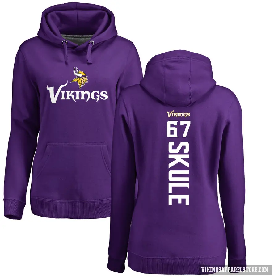 Women's ＃67 Justin Skule Minnesota Vikings Purple Pro Line Backer Pullover Hoodie