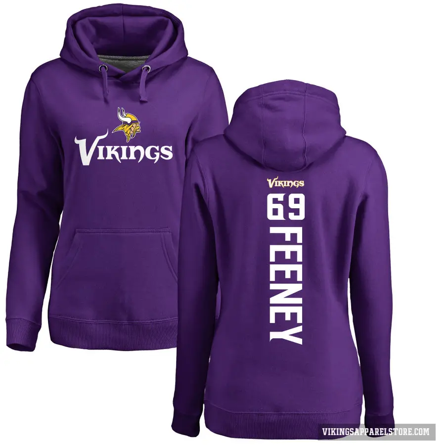 Women's ＃69 Dan Feeney Minnesota Vikings Purple Pro Line Backer Pullover Hoodie