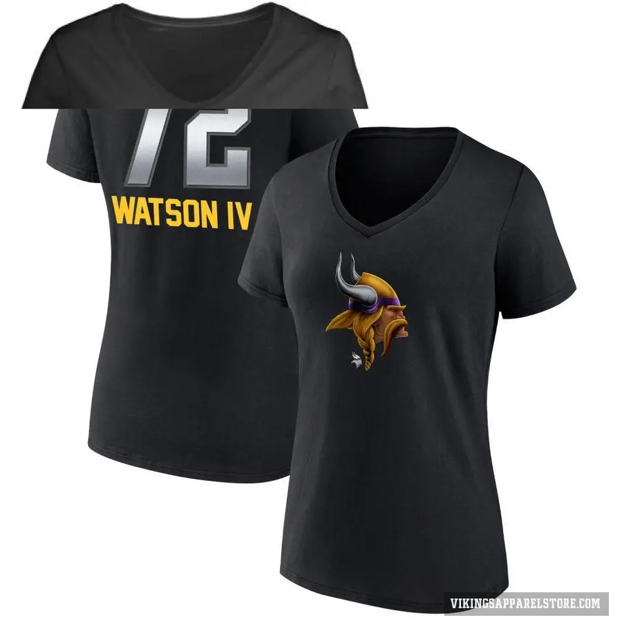 Women's ＃72 Leroy Watson IV Minnesota Vikings Black Midnight Mascot T-Shirt