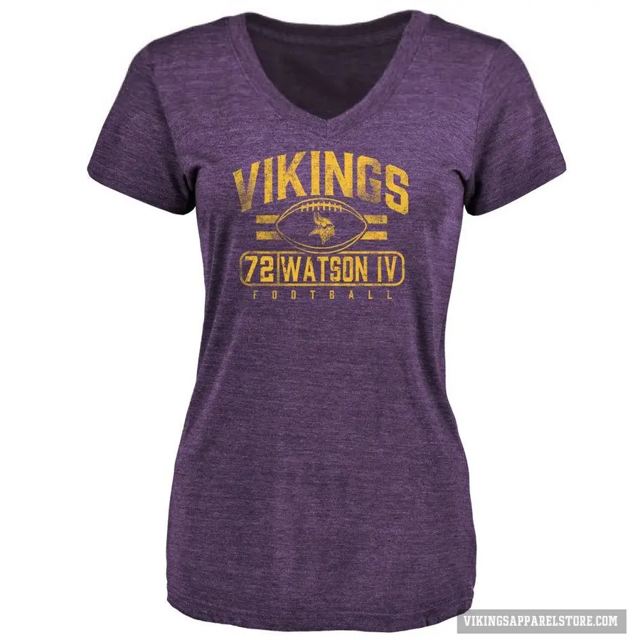 Women's ＃72 Leroy Watson IV Minnesota Vikings Purple Flanker T-Shirt