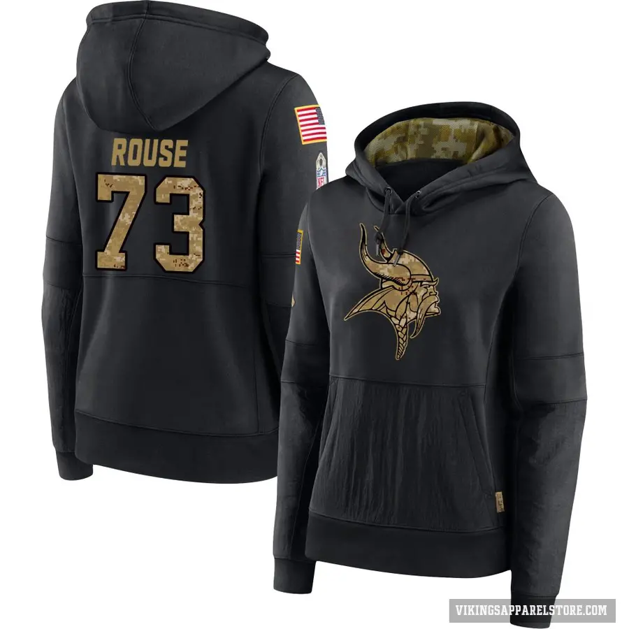 Women's ＃73 Walter Rouse Minnesota Vikings Black 2020 Salute to Service Sideline Performance Pullover Hoodie