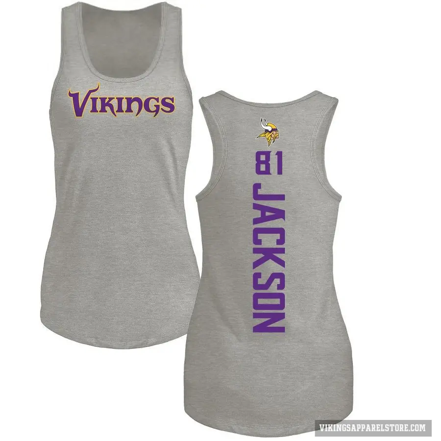 Women's ＃81 Lucky Jackson Minnesota Vikings Ash Backer Tank Top