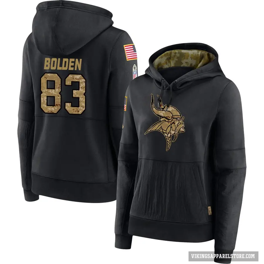 Women's ＃83 Silas Bolden Minnesota Vikings Black 2020 Salute to Service Sideline Performance Pullover Hoodie