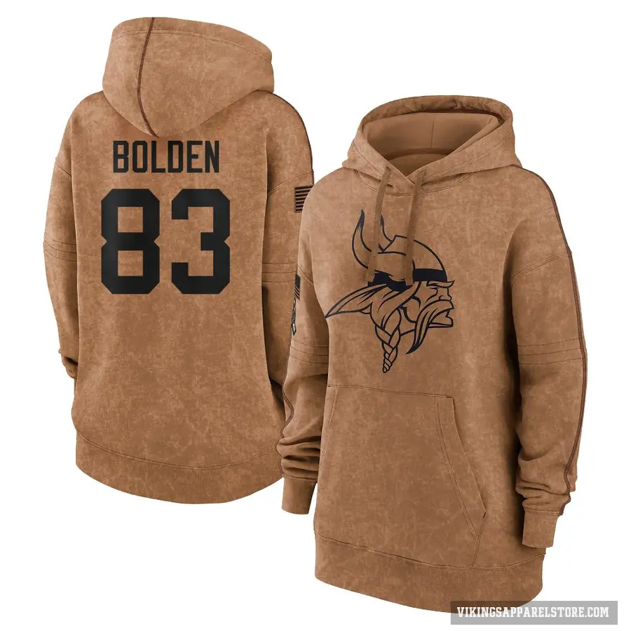 Women's ＃83 Silas Bolden Minnesota Vikings Brown 2023 Salute To Service Pullover Hoodie
