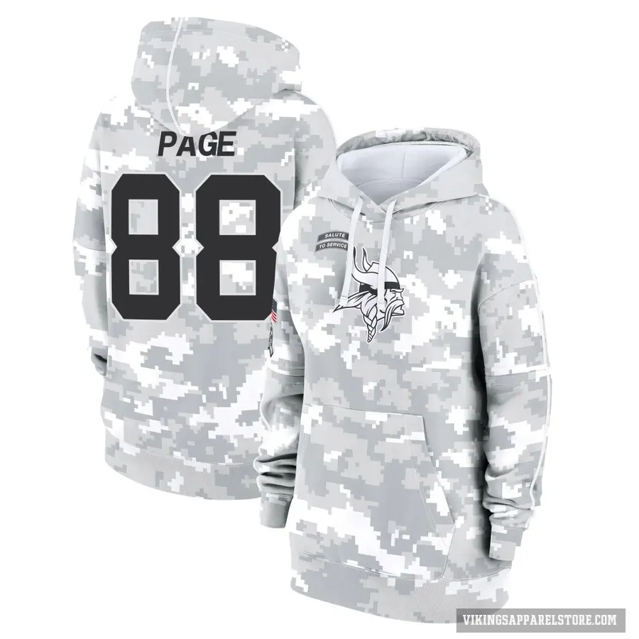 Women's ＃88 Alan Page Minnesota Vikings Arctic Camo 2024 Salute to Service Club Fleece Pullover Hoodie