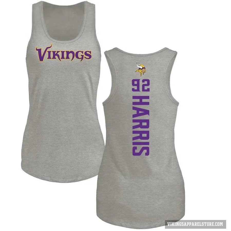Women's ＃92 Jonathan Harris Minnesota Vikings Ash Backer Tank Top