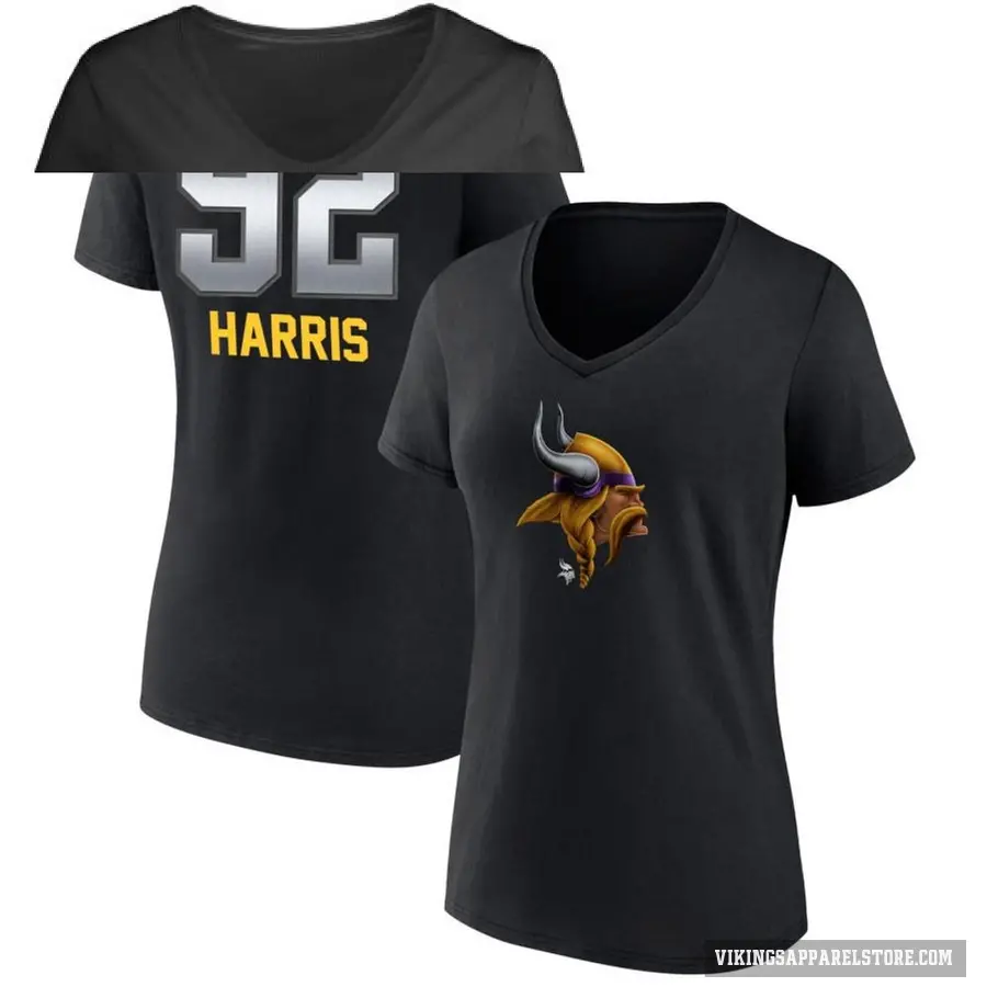 Women's ＃92 Jonathan Harris Minnesota Vikings Black Midnight Mascot T-Shirt