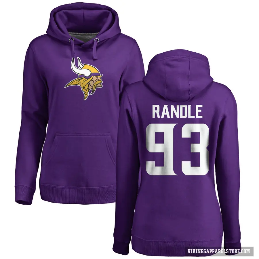 Women's ＃93 John Randle Minnesota Vikings Purple Pro Line Logo Pullover Hoodie