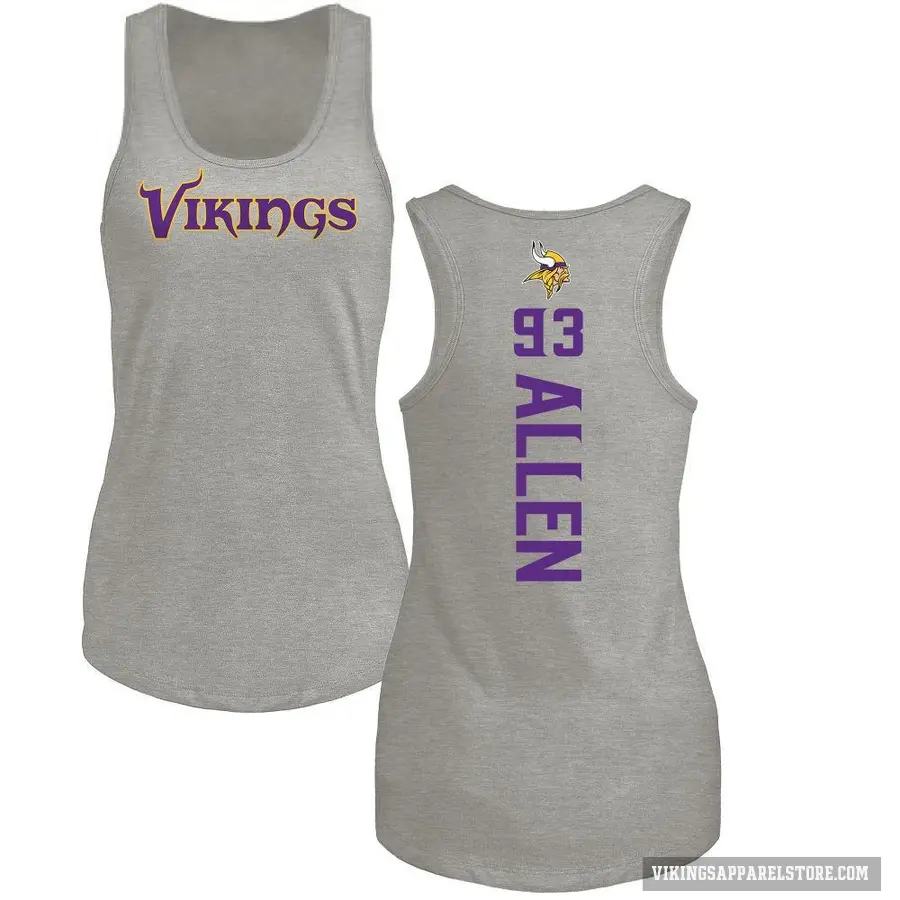 Women's ＃93 Jonathan Allen Minnesota Vikings Ash Backer Tank Top