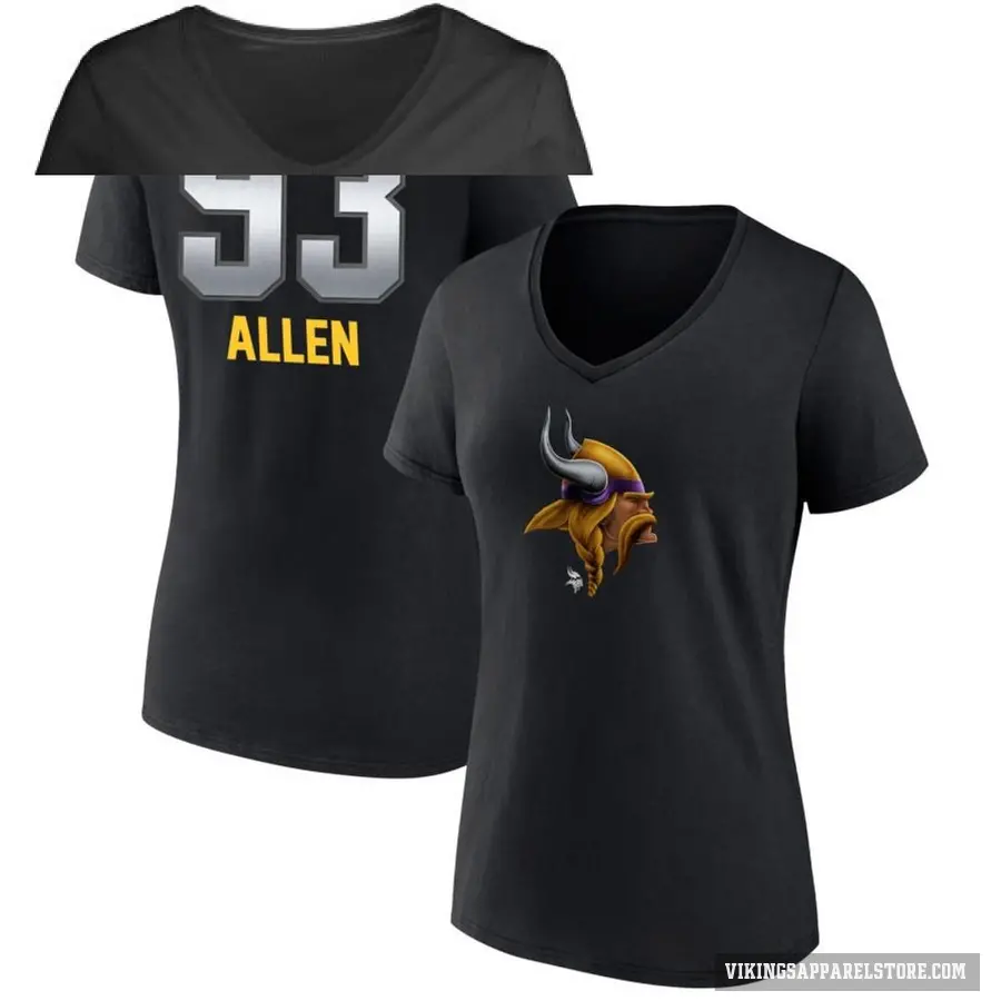 Women's ＃93 Jonathan Allen Minnesota Vikings Black Midnight Mascot T-Shirt