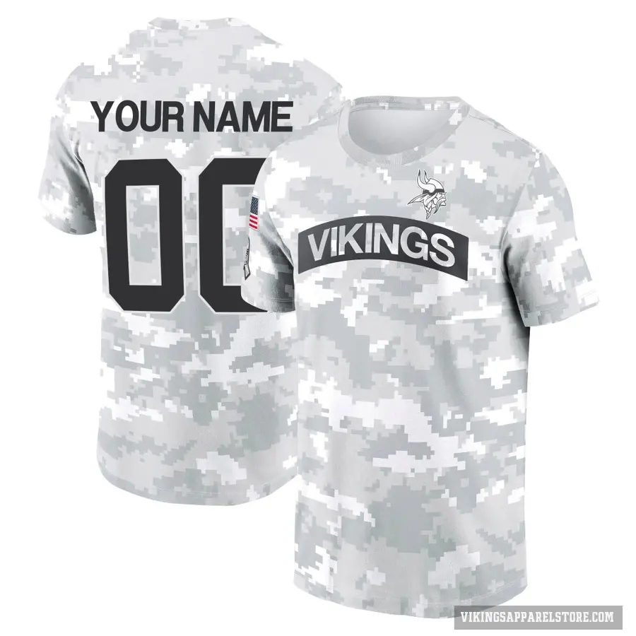 Youth ＃00 Custom Minnesota Vikings Camo Arctic 2024 Salute to Service Performance T-Shirt