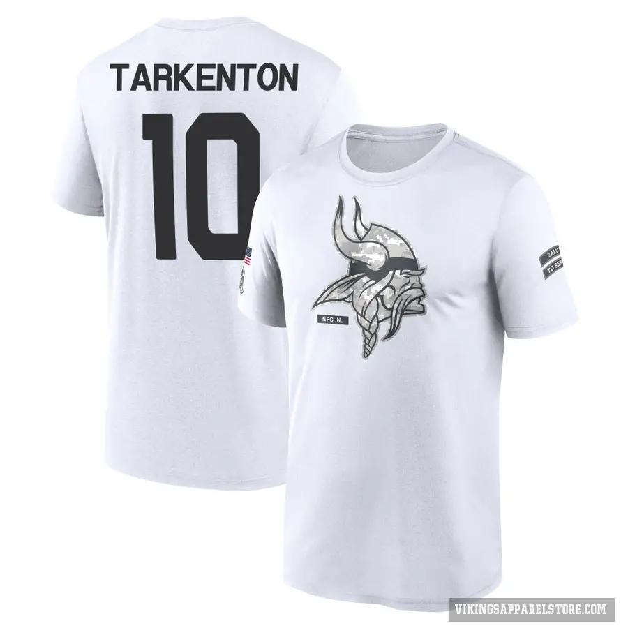 Youth ＃10 Fran Tarkenton Minnesota Vikings White 2024 Salute to Service Performance T-Shirt