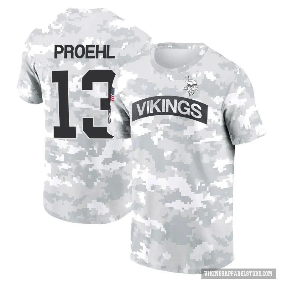 Youth ＃13 Blake Proehl Minnesota Vikings Camo Arctic 2024 Salute to Service Performance T-Shirt