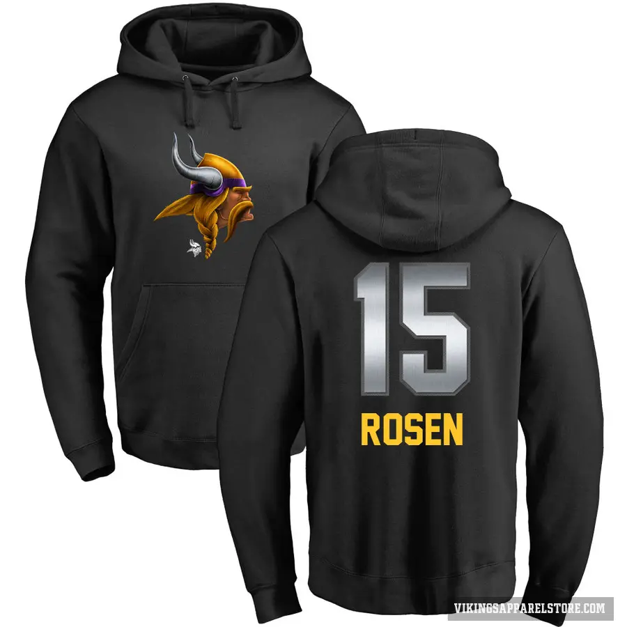 Youth ＃15 Josh Rosen Minnesota Vikings Black Midnight Mascot Pullover Hoodie