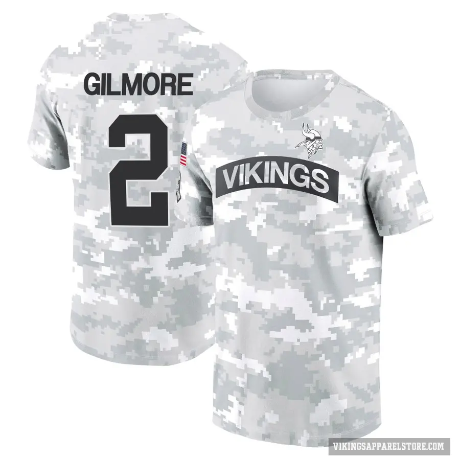 Youth ＃2 Stephon Gilmore Minnesota Vikings Camo Arctic 2024 Salute to Service Performance T-Shirt