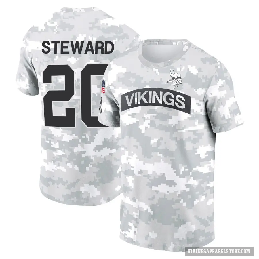Youth ＃20 Reddy Steward Minnesota Vikings Red Arctic Camo 2024 Salute to Service Performance T-Shirt