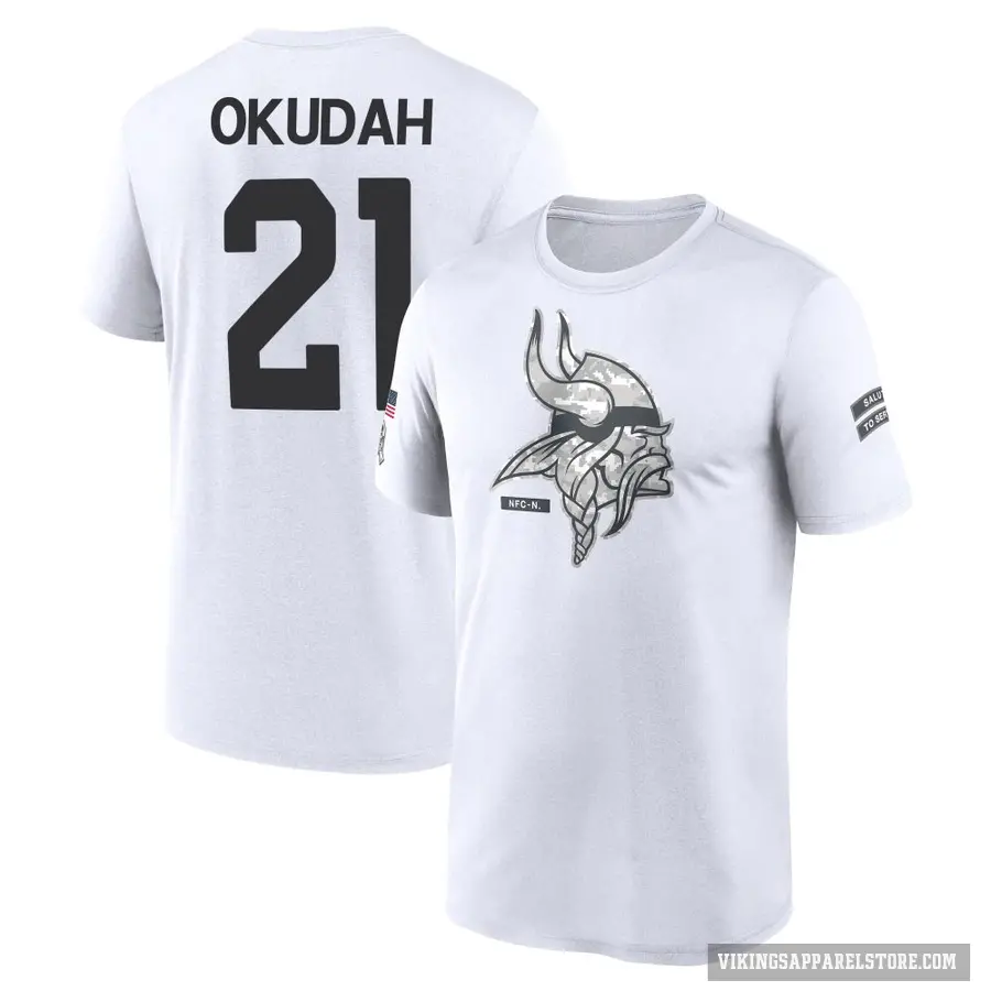 Youth ＃21 Jeff Okudah Minnesota Vikings White 2024 Salute to Service Performance T-Shirt