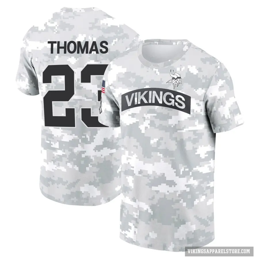 Youth ＃23 Ambry Thomas Minnesota Vikings Camo Arctic 2024 Salute to Service Performance T-Shirt