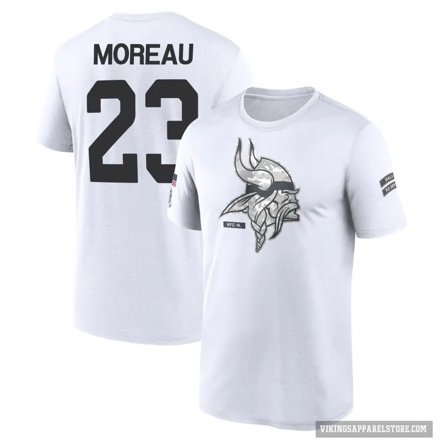 Youth ＃23 Fabian Moreau Minnesota Vikings White 2024 Salute to Service Performance T-Shirt