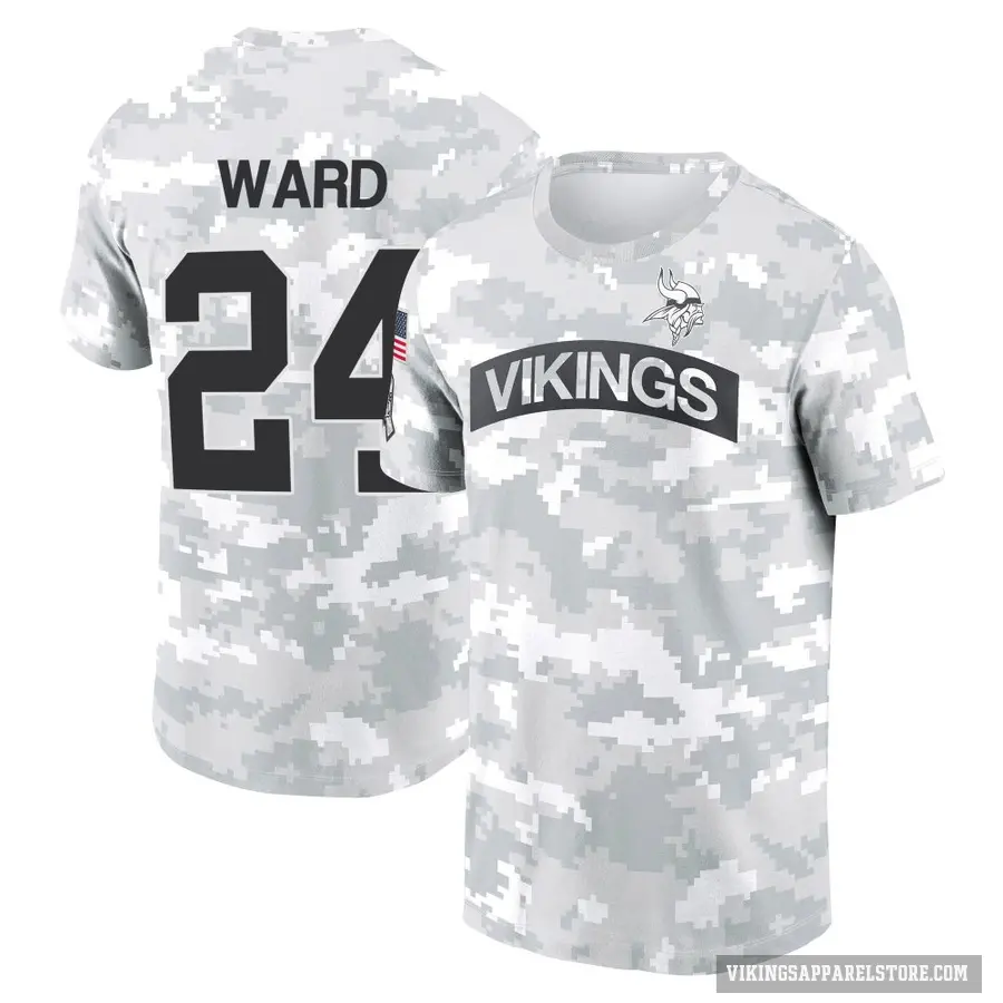 Youth ＃24 Jay Ward Minnesota Vikings Camo Arctic 2024 Salute to Service Performance T-Shirt