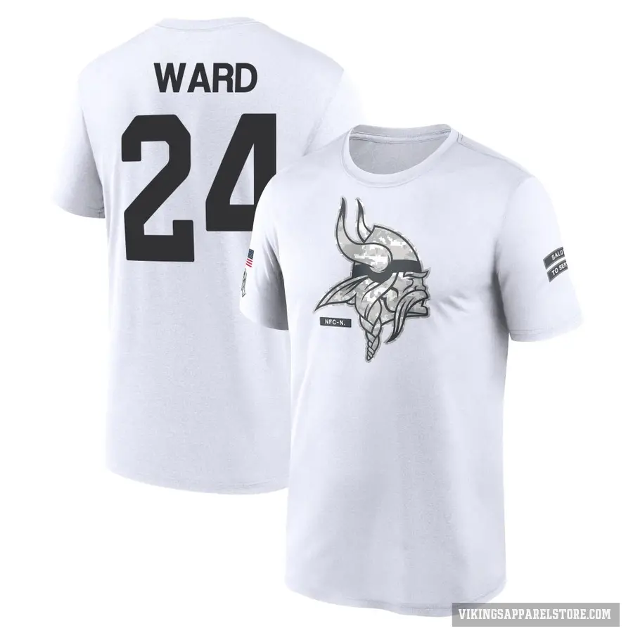 Youth ＃24 Jay Ward Minnesota Vikings White 2024 Salute to Service Performance T-Shirt