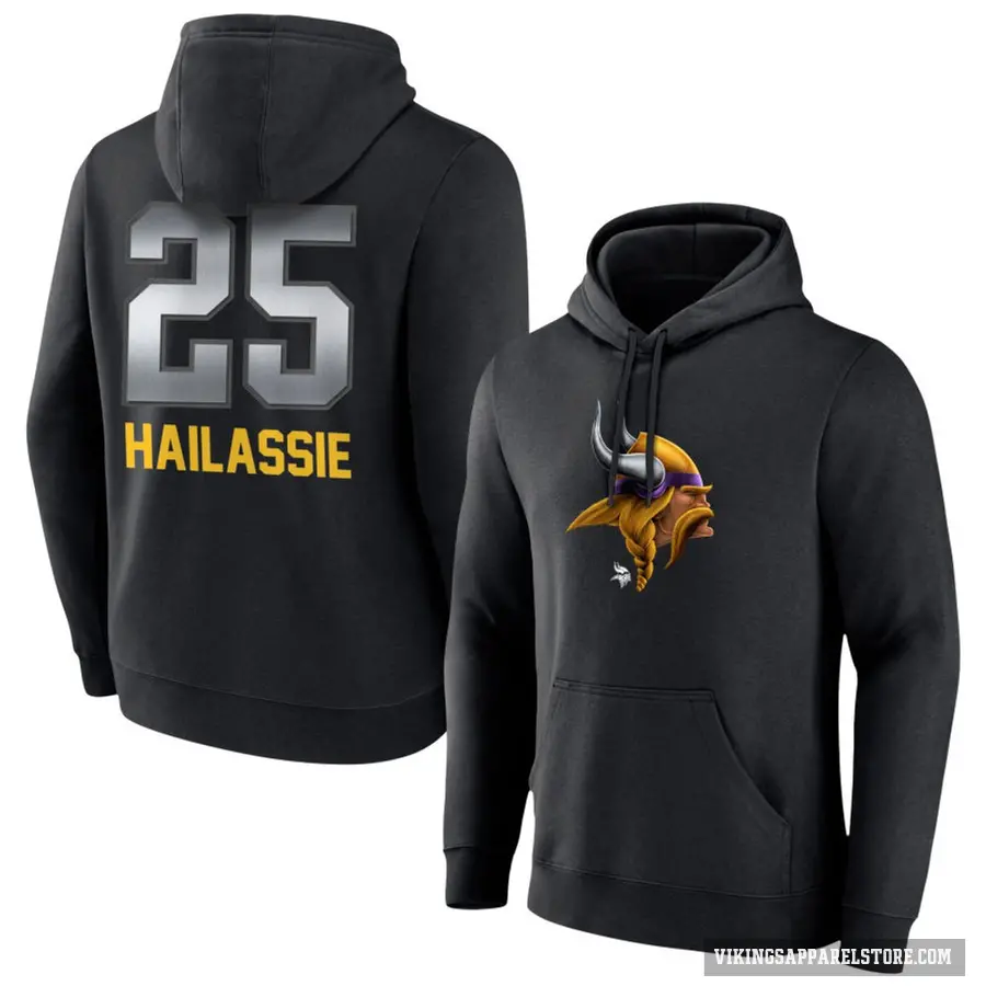Youth ＃25 Kahlef Hailassie Minnesota Vikings Black Midnight Mascot Pullover Hoodie