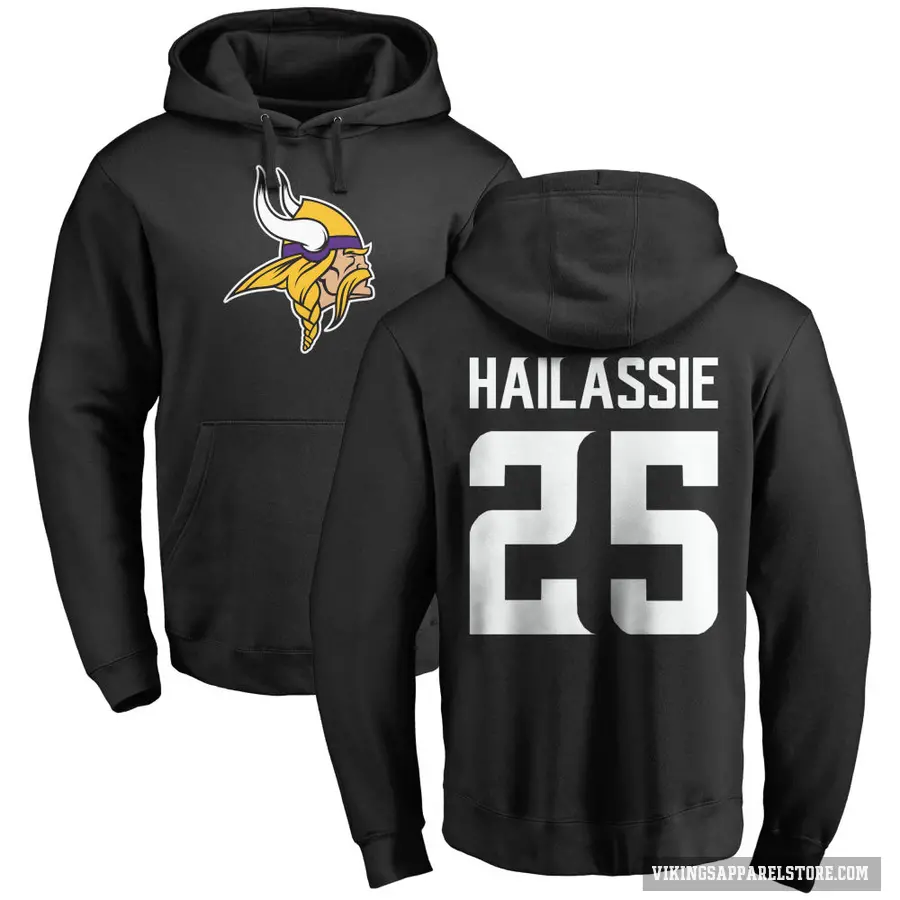 Youth ＃25 Kahlef Hailassie Minnesota Vikings Black Pro Line Name & Number Logo Pullover Hoodie