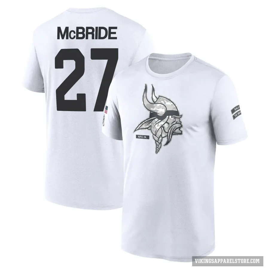 Youth ＃27 DeWayne McBride Minnesota Vikings White 2024 Salute to Service Performance T-Shirt