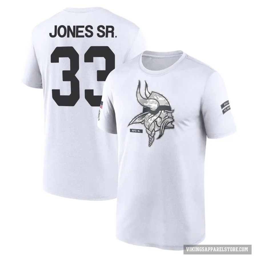 Youth ＃33 Aaron Jones Sr. Minnesota Vikings White 2024 Salute to Service Performance T-Shirt